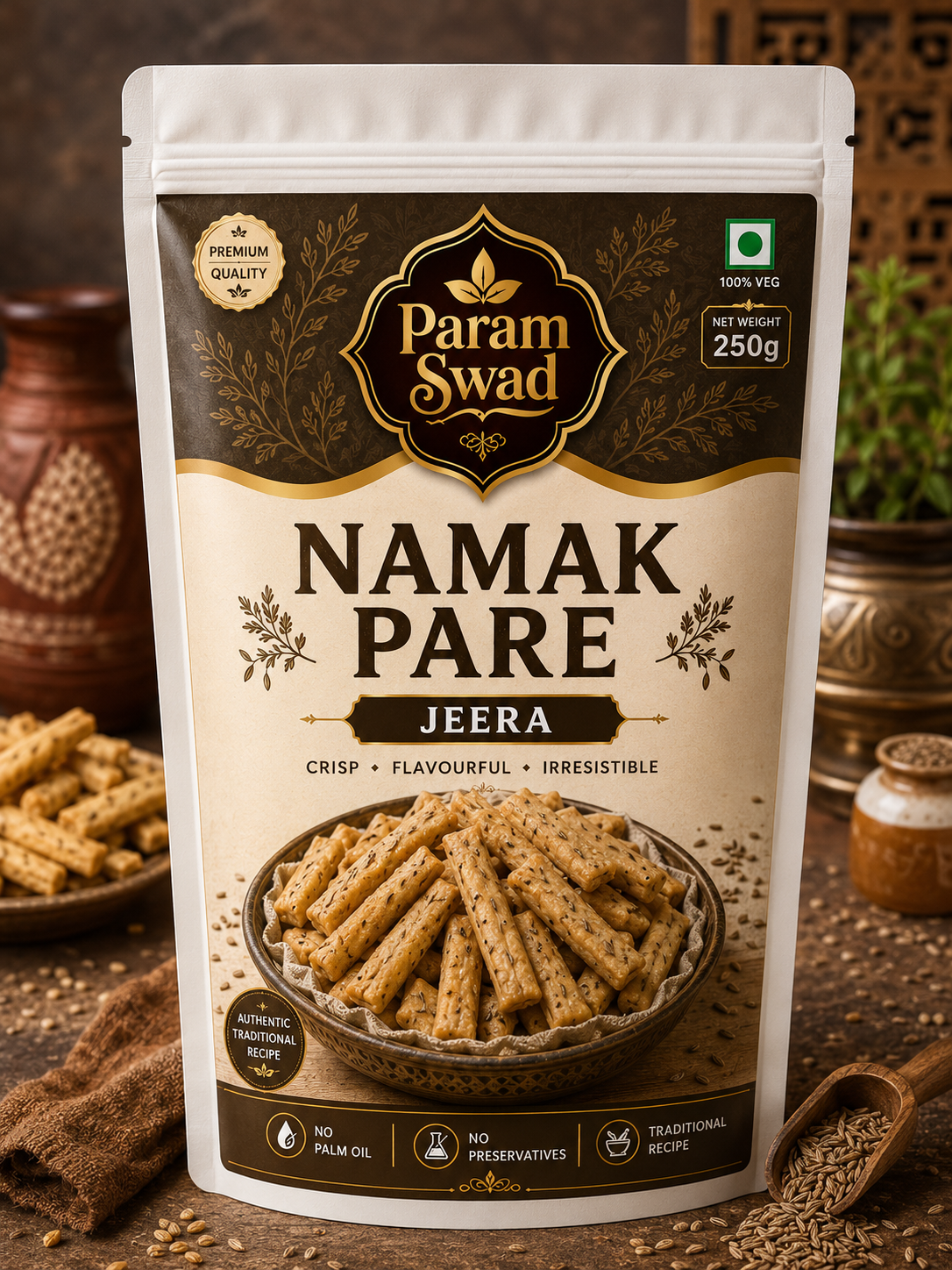 Jeera Namak Pare 250g | Crispy & Crunchy Indian Snack