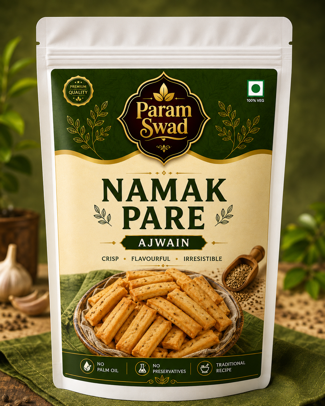 Param Swad Premium Ajwain Namak Pare | Crispy Indian Snack
