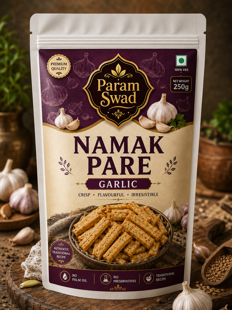 Premium Garlic Namak Pare | Flavourful Indian Snack