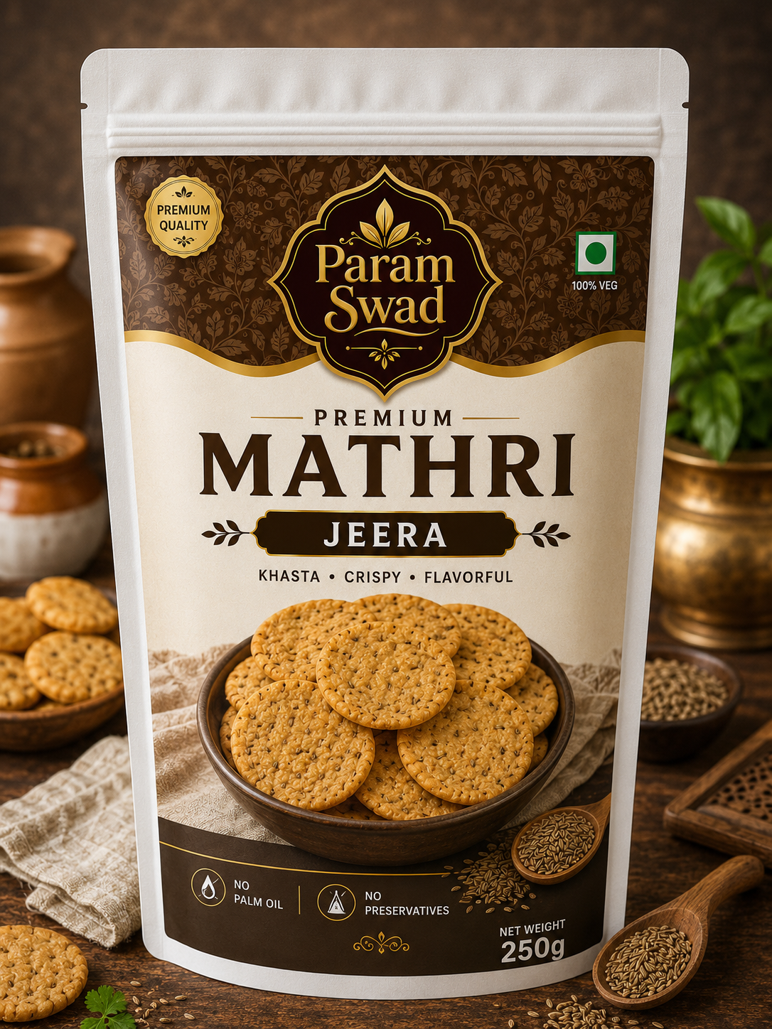 Param Swad Premium Jeera Mathri 250g | Crispy & Khasta Indian Snack
